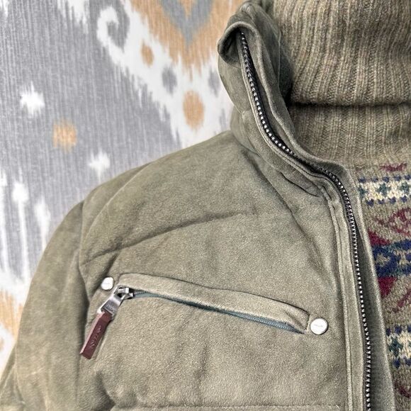 RLX by Ralph Lauren 2000s Olive Goat Suede Down Puffer Jacket - Picture 5 of 17